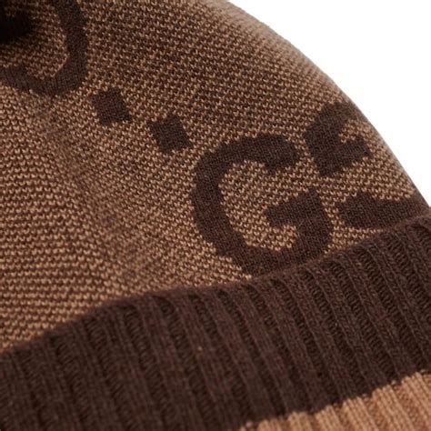 gucci hat cashmere|GG cashmere hat in beige and dark brown .